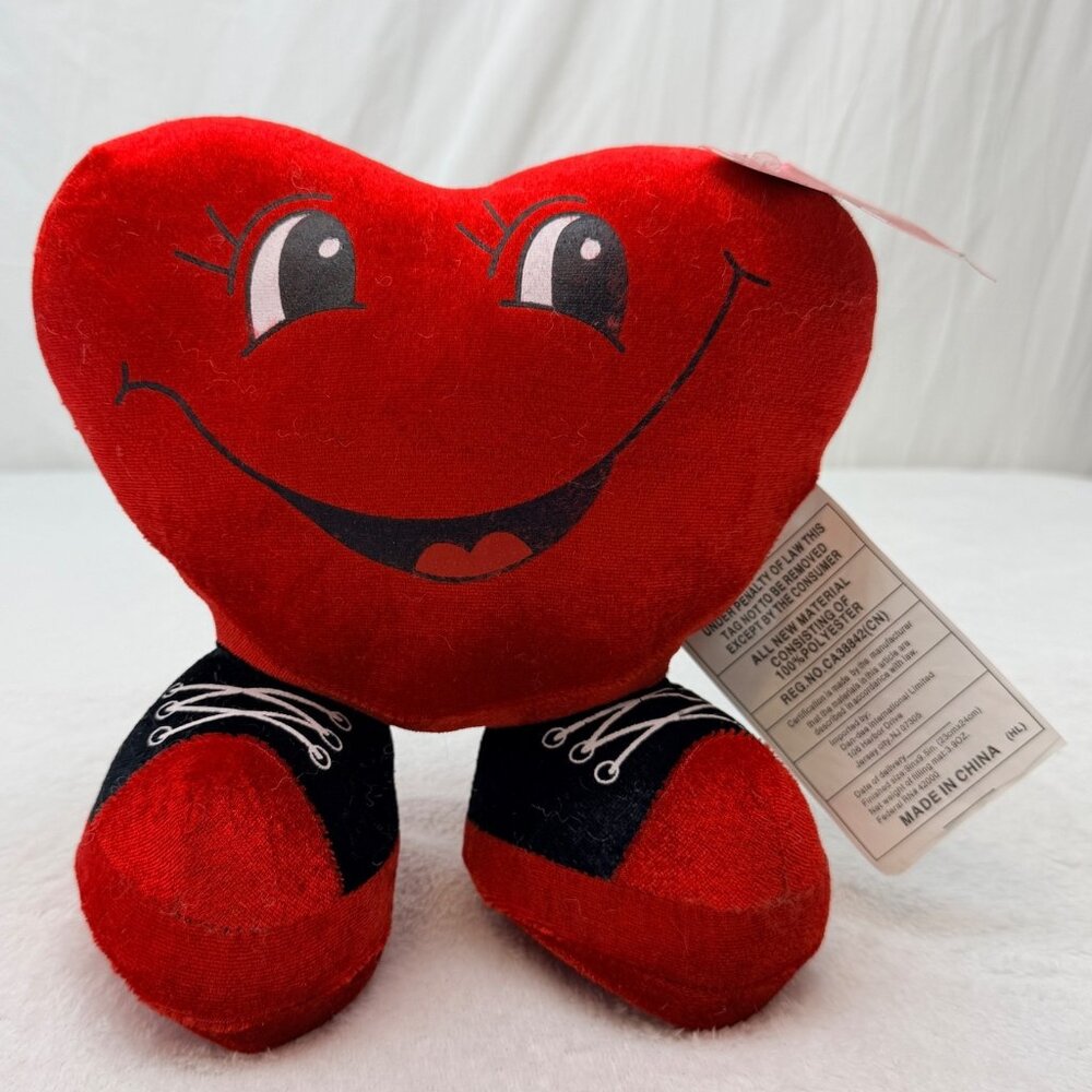 Kmart Heart with Sneakers Love Is Everywhere 9" Plush Stuffed Toy Red Black